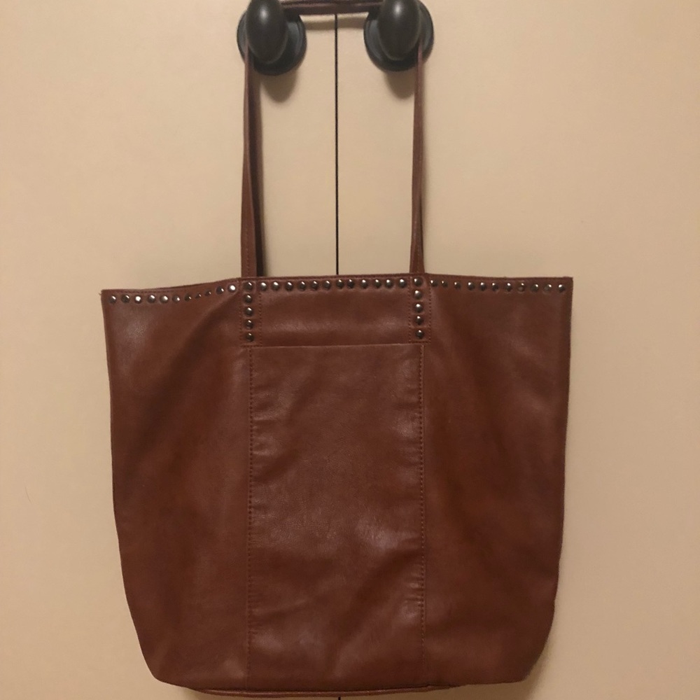 Brown studded tote